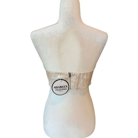 NWT Hello Molly Cream Ivory Satin Corset Crop Top Bustier - Picture 6 of 7